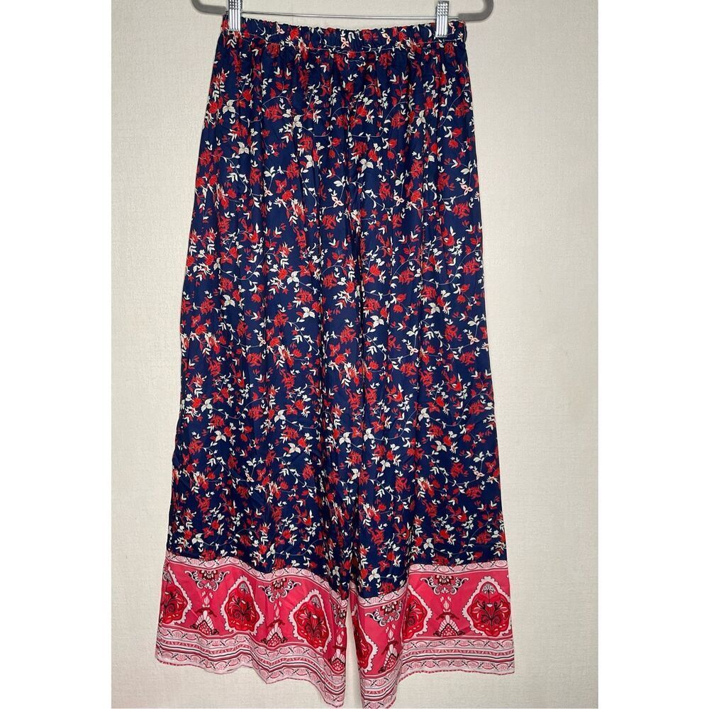 Women’s Ditsy Floral Wide Leg‎ Pants size 2XL Comfy Silky Lounge Palazzo - Picture 2 of 9